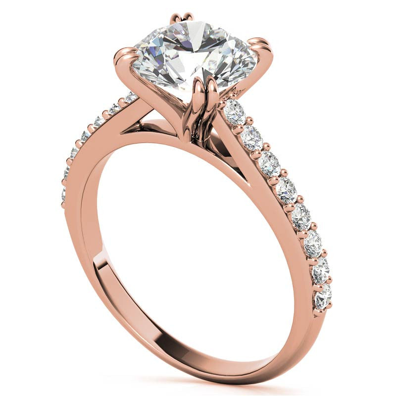 Double Prong Cathedral Moissanite Engagement Ring