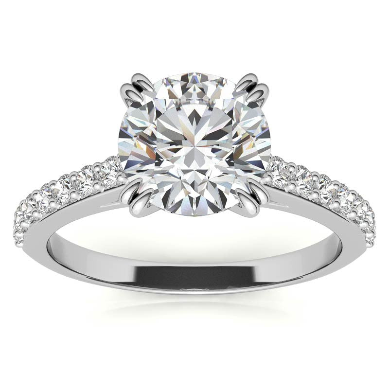 Double Prong Cathedral Moissanite Engagement Ring