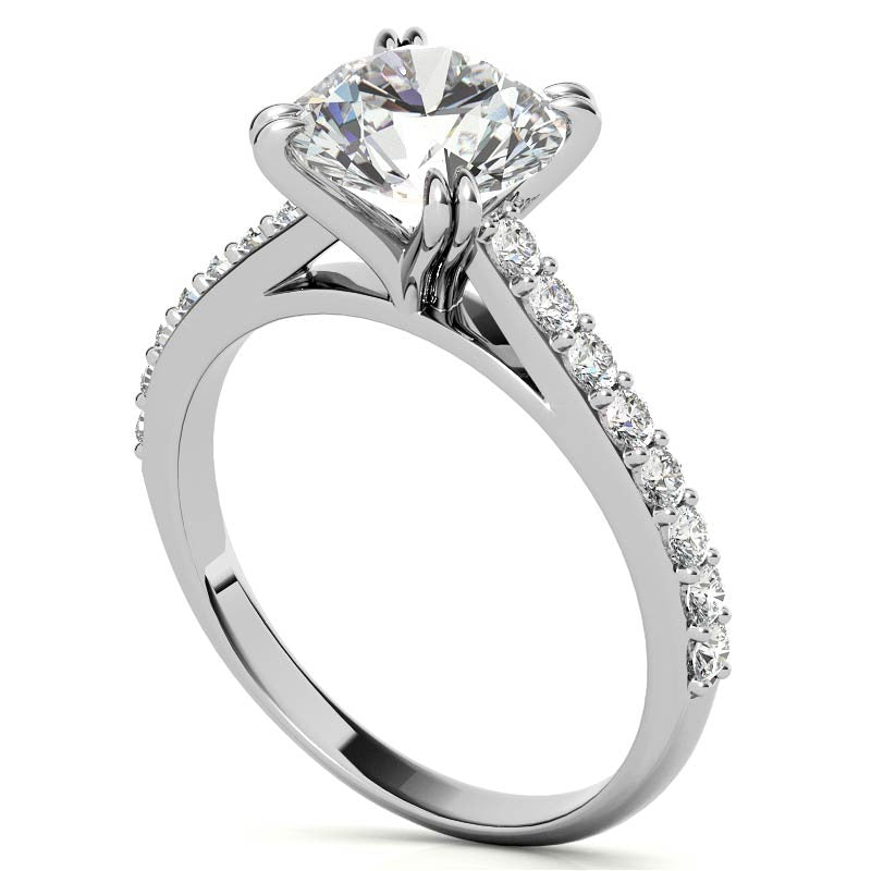 Double Prong Cathedral Moissanite Engagement Ring