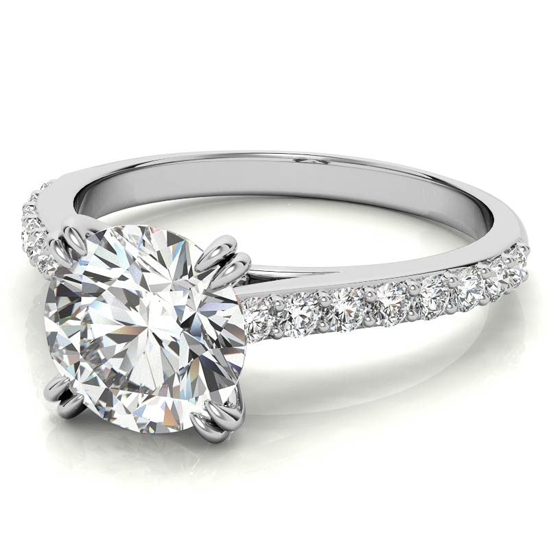 Double Prong Cathedral Moissanite Engagement Ring