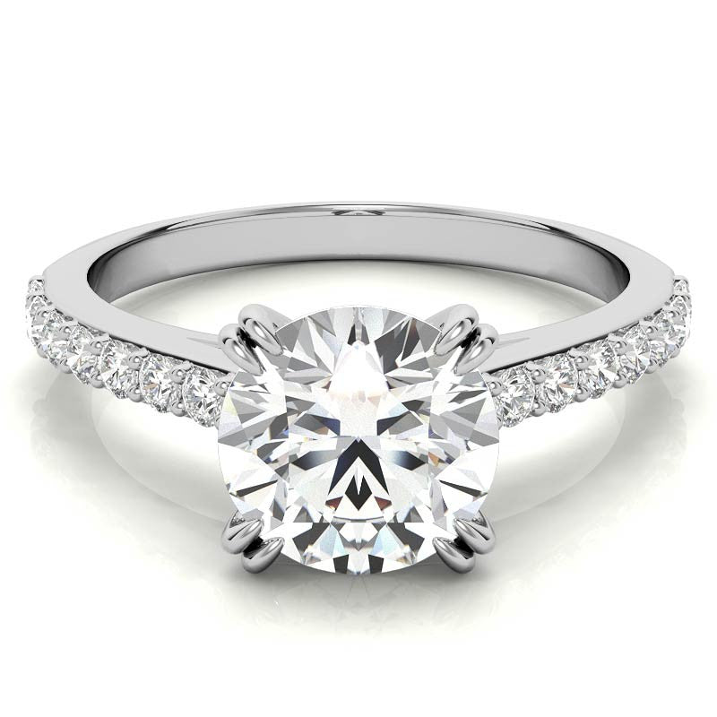 Double Prong Cathedral Moissanite Engagement Ring
