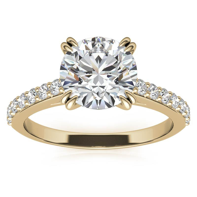 Double Prong Cathedral Moissanite Engagement Ring