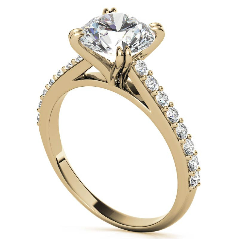 Double Prong Cathedral Moissanite Engagement Ring