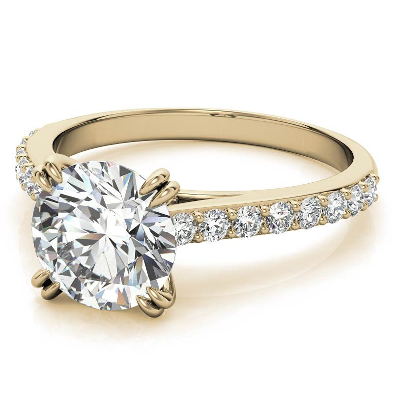 Double Prong Cathedral Moissanite Engagement Ring