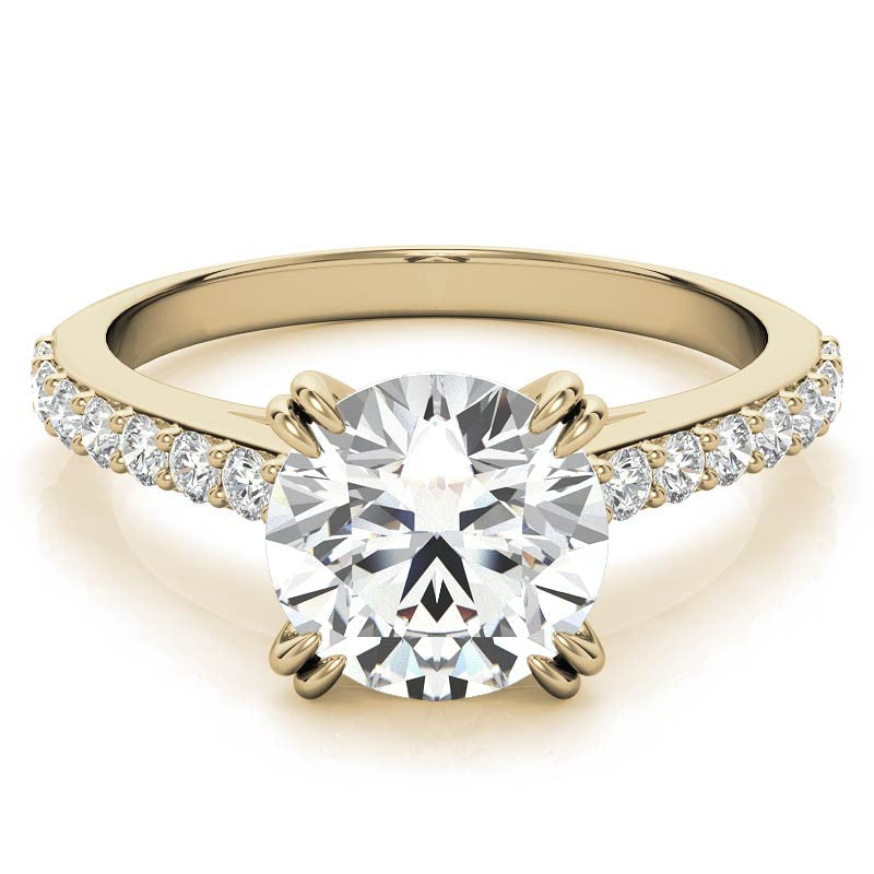 Double Prong Cathedral Moissanite Engagement Ring