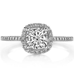 Cushion Petite Halo Style Moissanite Engagement Ring