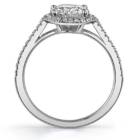 Cushion Petite Halo Style Moissanite Engagement Ring