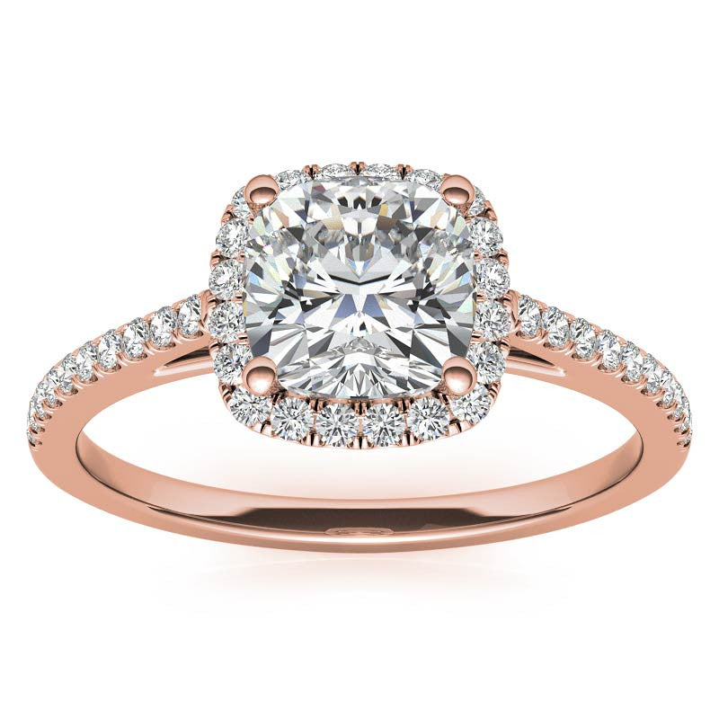 Cushion Petite Halo Style Moissanite Engagement Ring