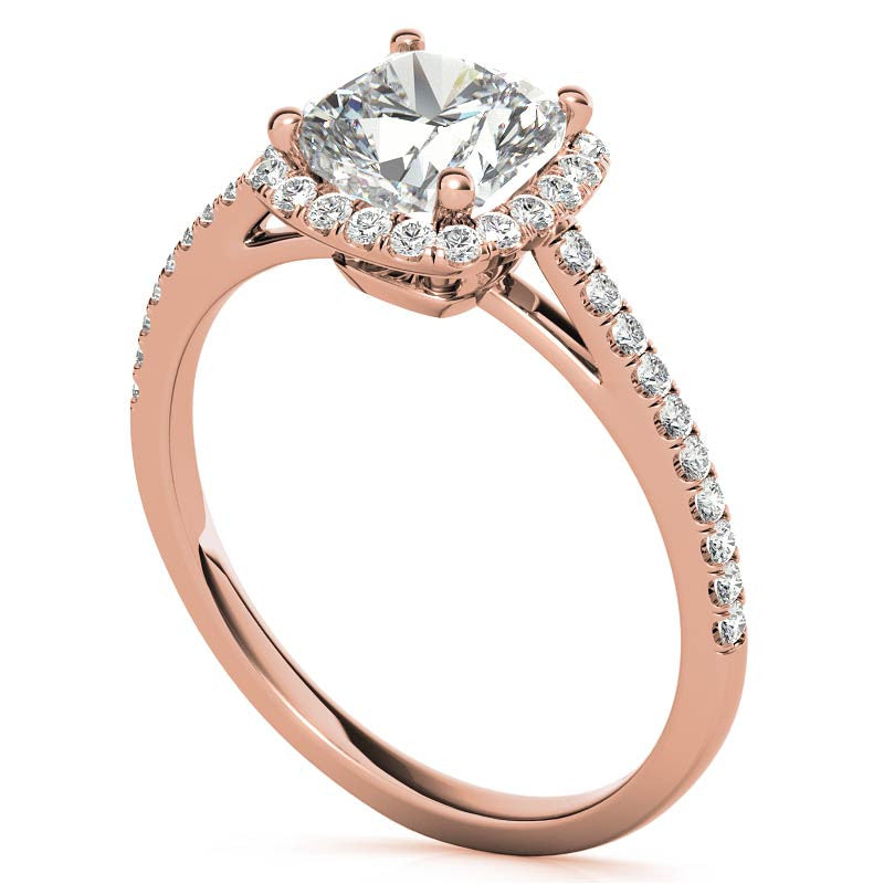 Cushion Petite Halo Style Moissanite Engagement Ring