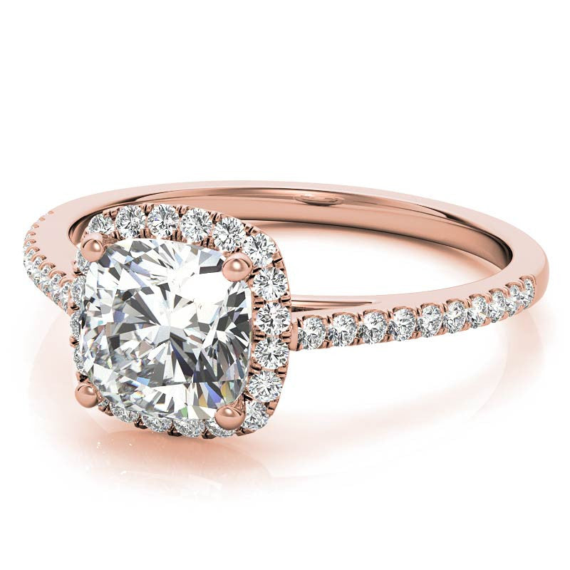 Cushion Petite Halo Style Moissanite Engagement Ring