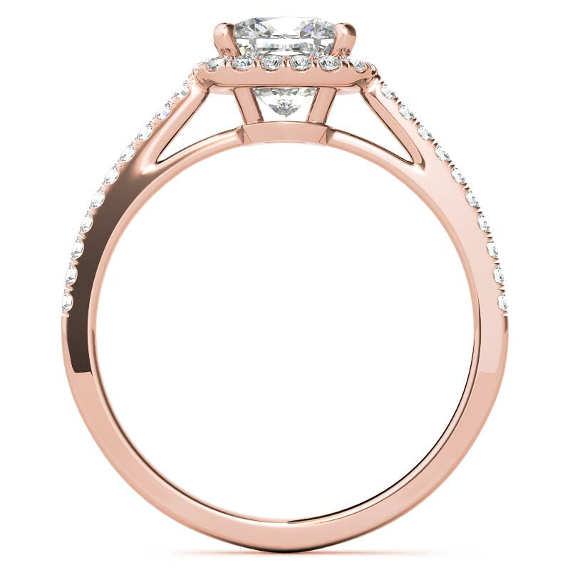 Cushion Petite Halo Style Moissanite Engagement Ring