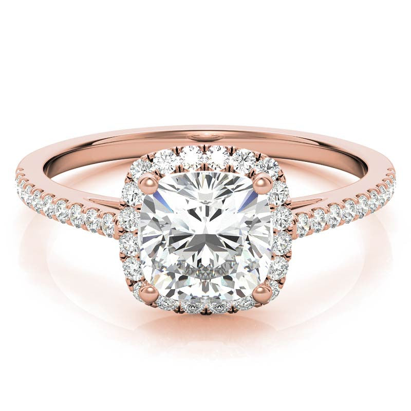Cushion Petite Halo Style Moissanite Engagement Ring
