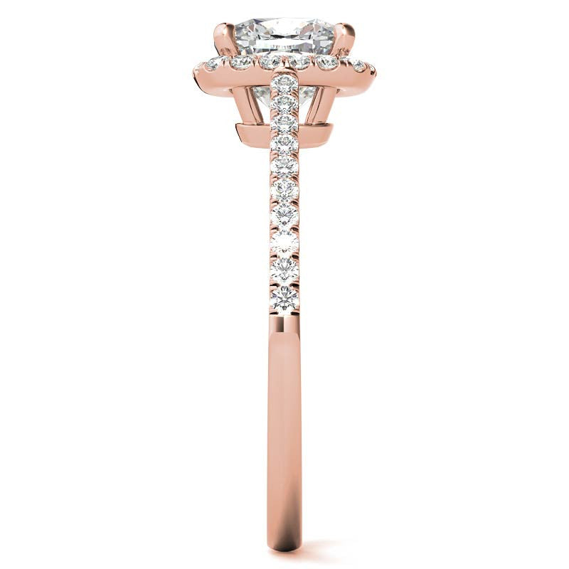Cushion Petite Halo Style Moissanite Engagement Ring