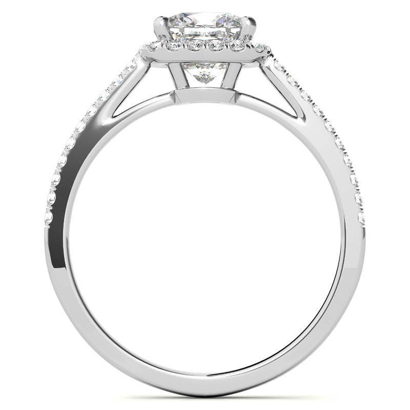 Cushion Petite Halo Style Moissanite Engagement Ring