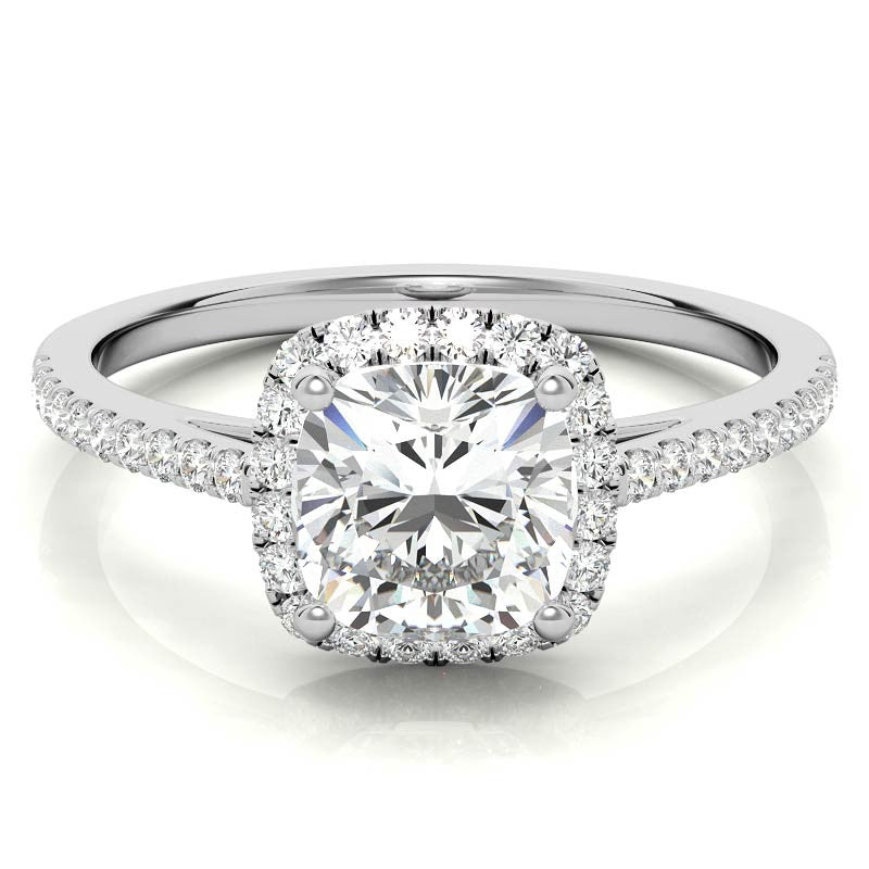 Cushion Petite Halo Style Moissanite Engagement Ring