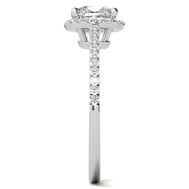 Cushion Petite Halo Style Moissanite Engagement Ring
