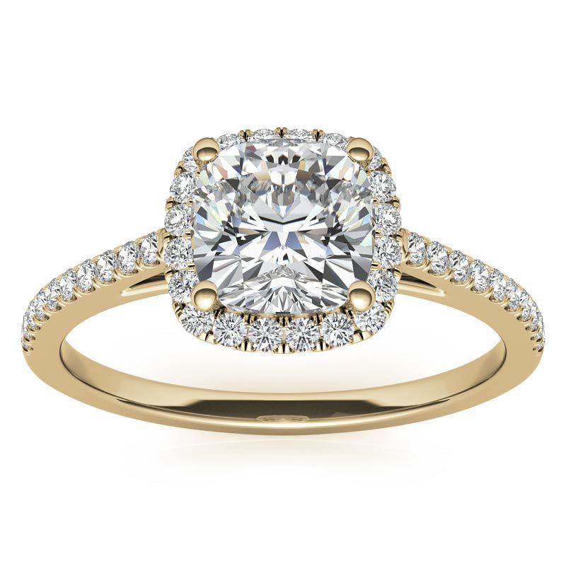 Cushion Petite Halo Style Moissanite Engagement Ring