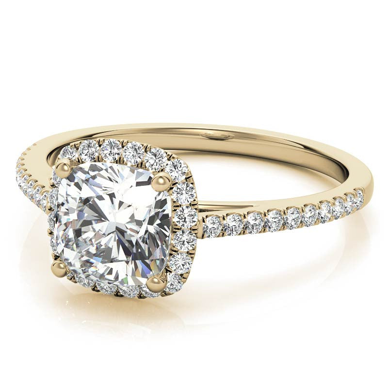 Cushion Petite Halo Style Moissanite Engagement Ring