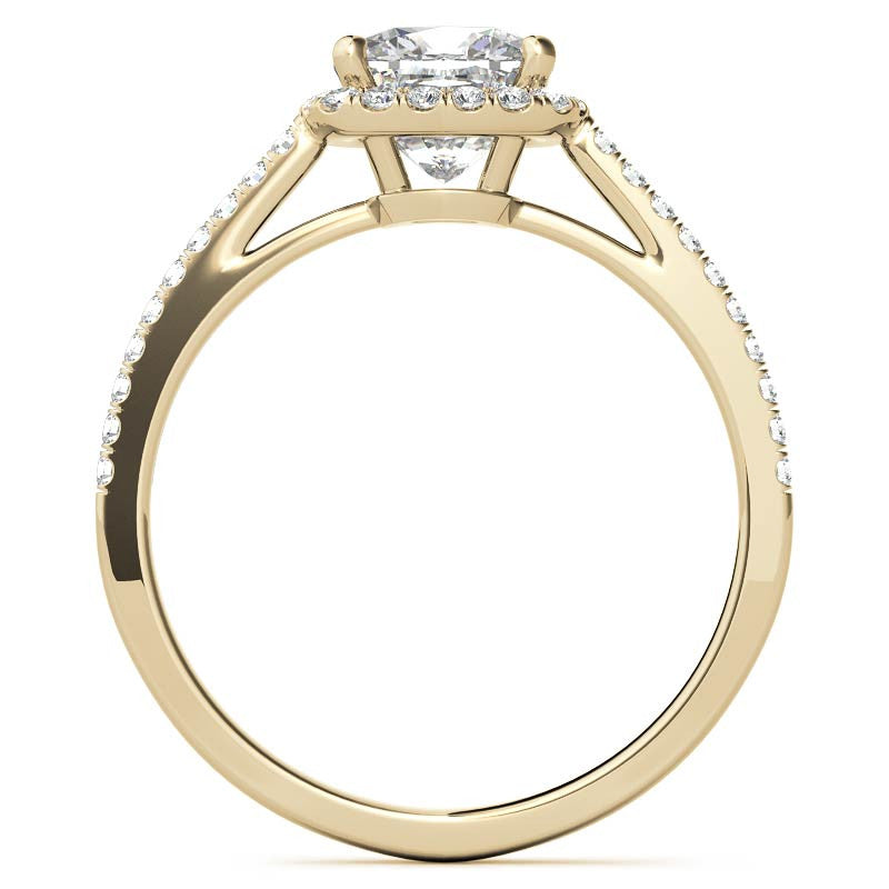 Cushion Petite Halo Style Moissanite Engagement Ring