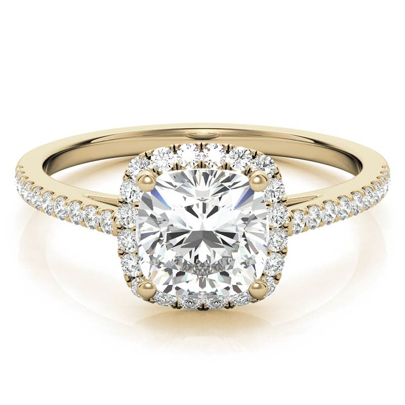 Cushion Petite Halo Style Moissanite Engagement Ring