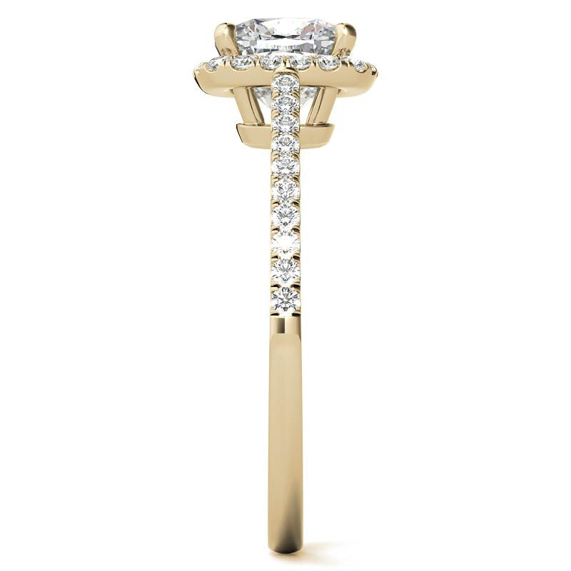 Cushion Petite Halo Style Moissanite Engagement Ring