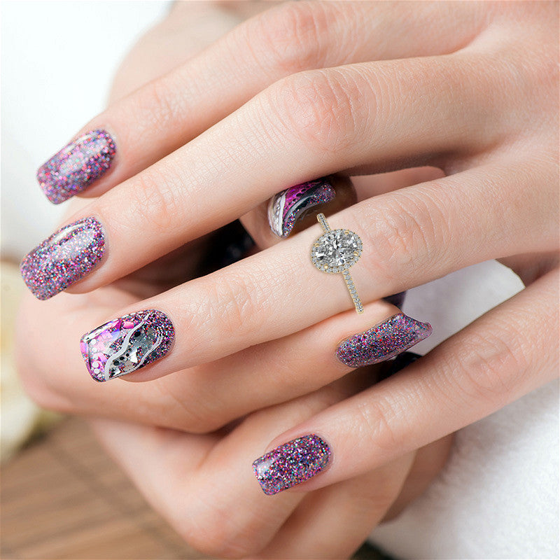 Oval Petite Halo Moissanite Engagement Ring