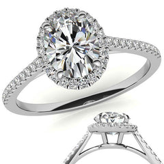 Oval Petite Halo Moissanite Engagement Ring