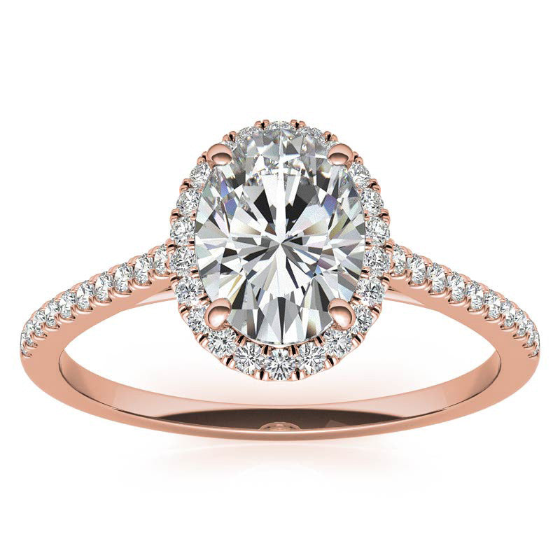 Oval Petite Halo Moissanite Engagement Ring