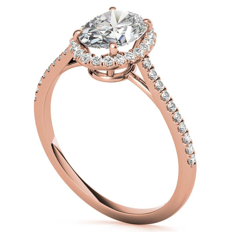 Oval Petite Halo Moissanite Engagement Ring