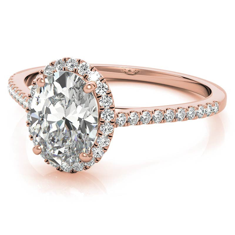 Oval Petite Halo Moissanite Engagement Ring