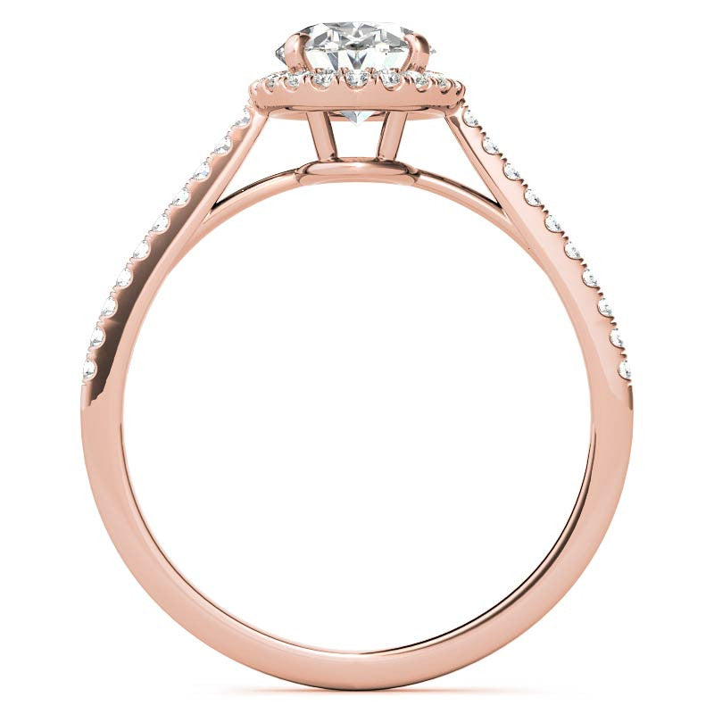 Oval Petite Halo Moissanite Engagement Ring
