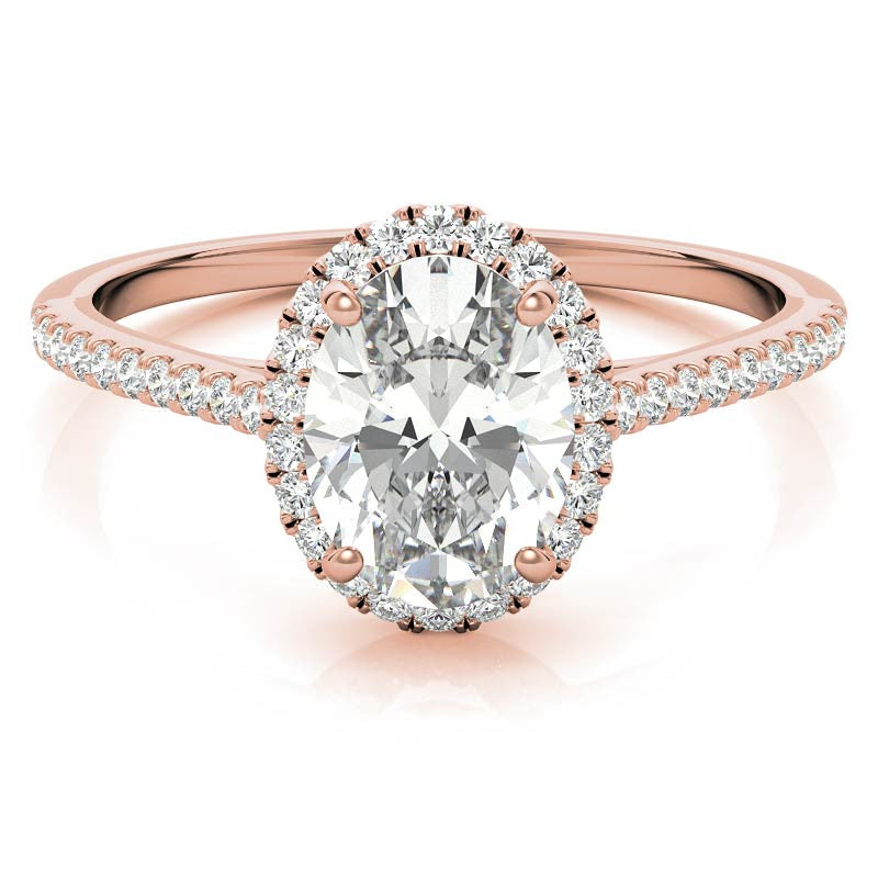 Oval Petite Halo Moissanite Engagement Ring
