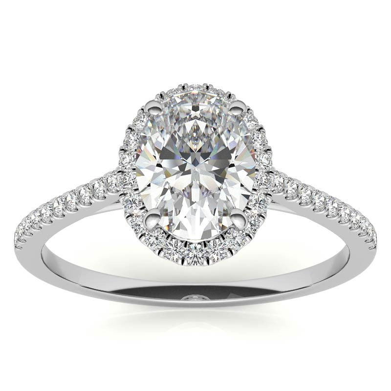 Oval Petite Halo Moissanite Engagement Ring