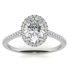 Oval Petite Halo Moissanite Engagement Ring