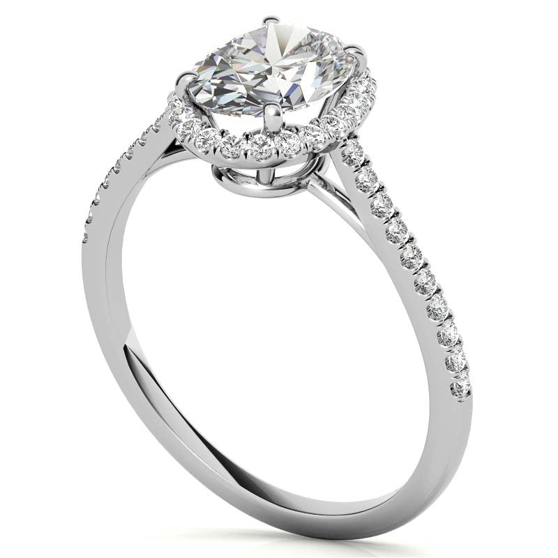 Oval Petite Halo Moissanite Engagement Ring