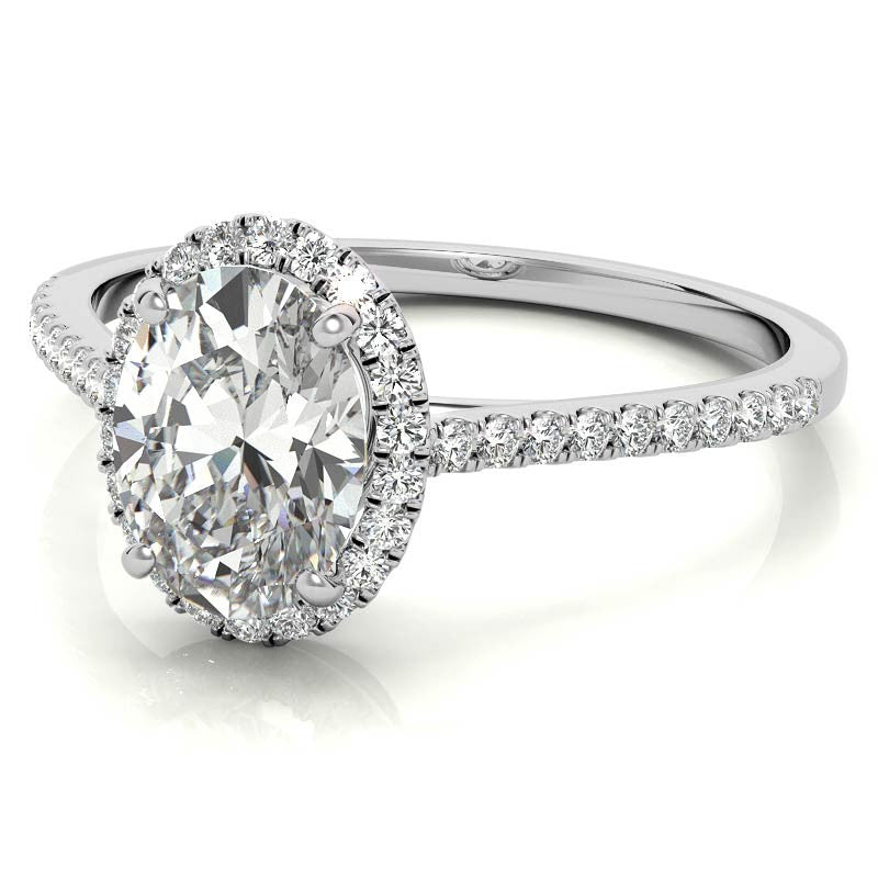 Oval Petite Halo Moissanite Engagement Ring