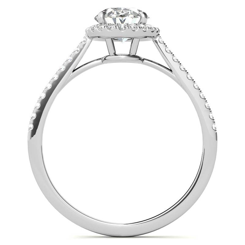 Oval Petite Halo Moissanite Engagement Ring