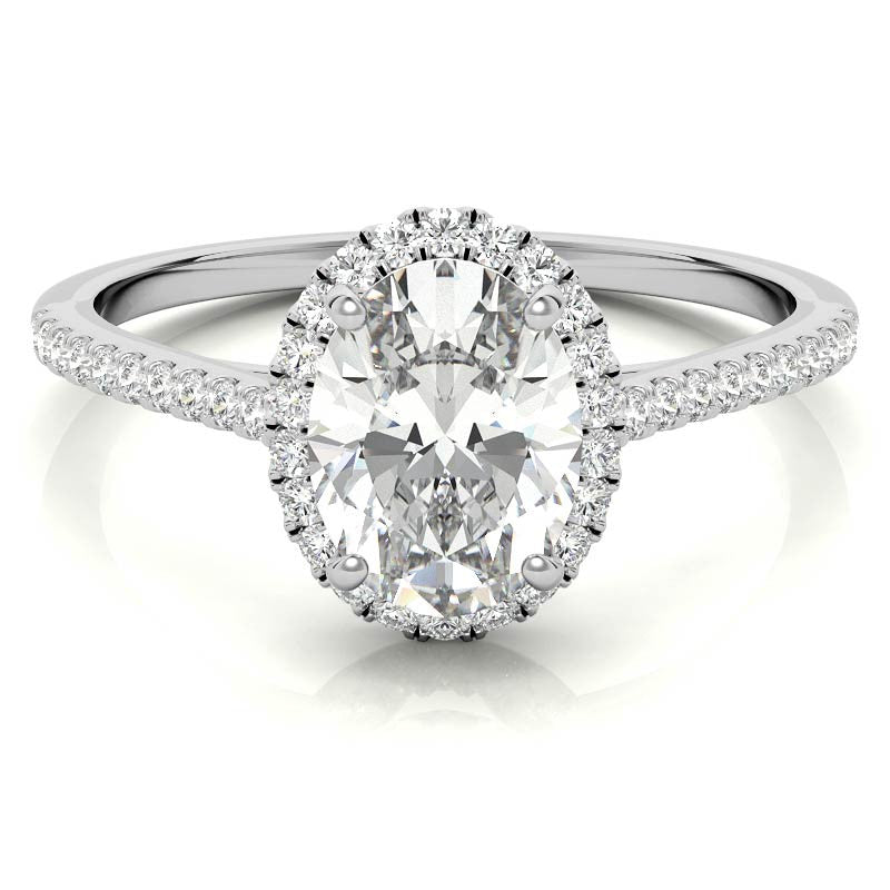 Oval Petite Halo Moissanite Engagement Ring