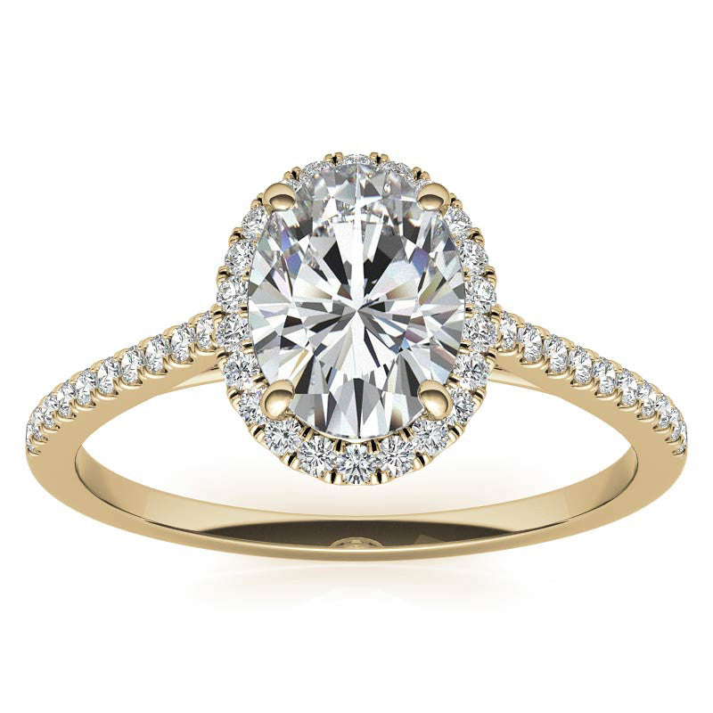 Oval Petite Halo Moissanite Engagement Ring