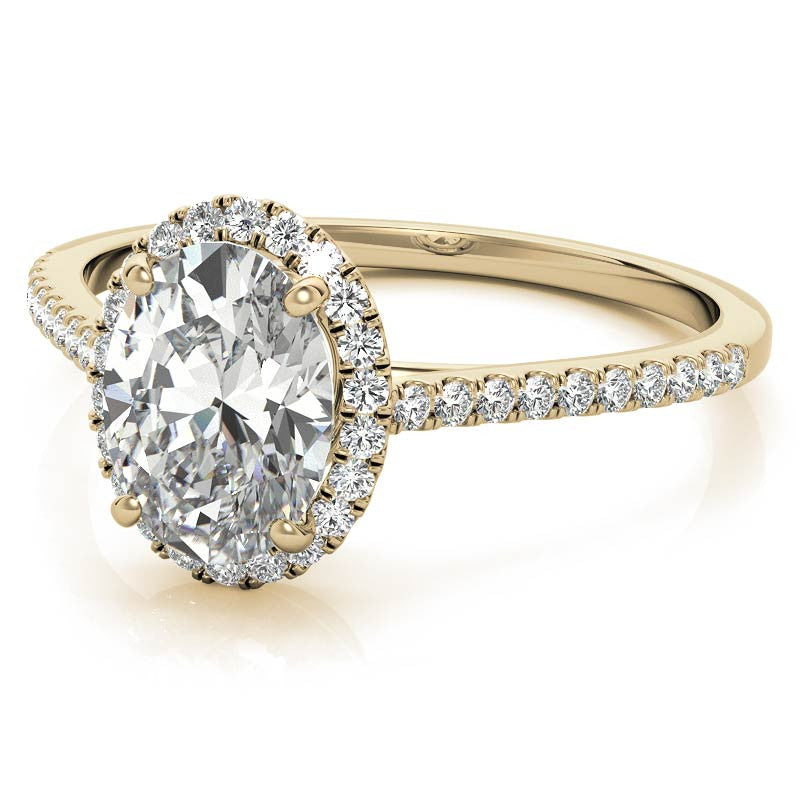 Oval Petite Halo Moissanite Engagement Ring