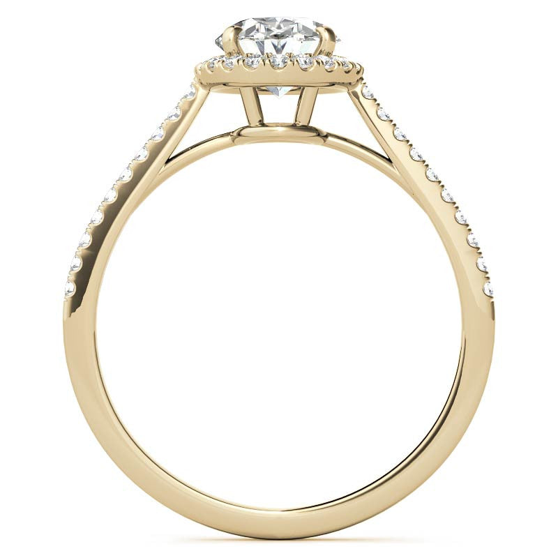 Oval Petite Halo Moissanite Engagement Ring