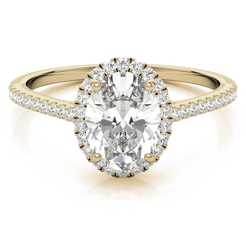 Oval Petite Halo Moissanite Engagement Ring