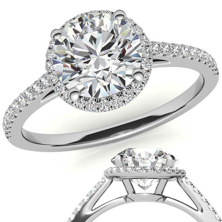 Round Petite Halo Moissanite Engagement Ring
