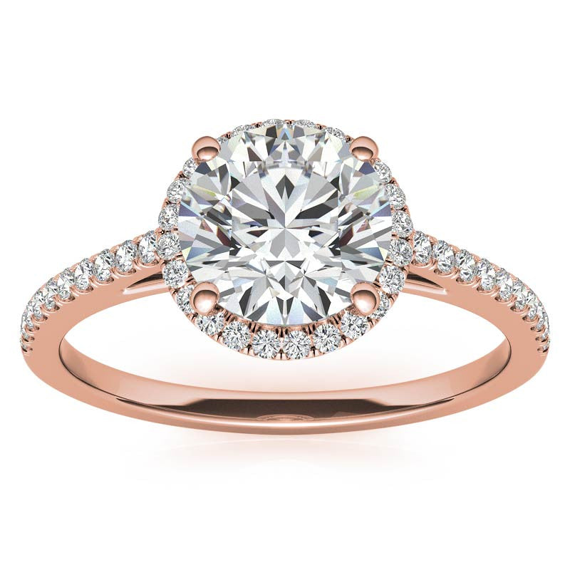 Round Petite Halo Moissanite Engagement Ring