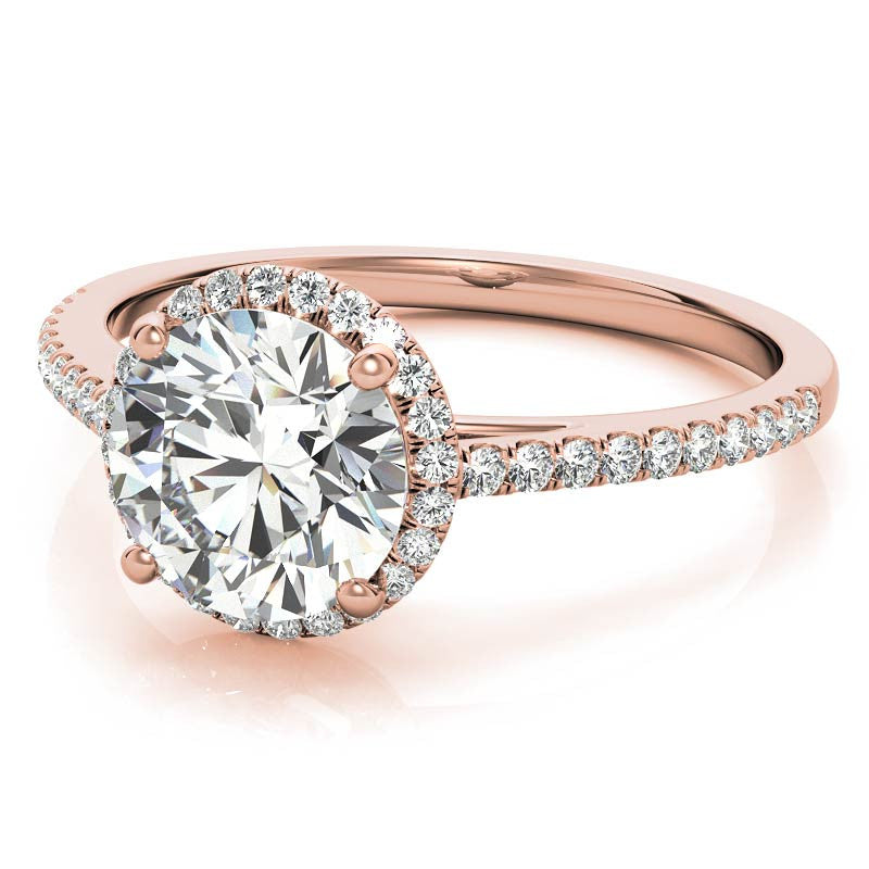 Round Petite Halo Moissanite Engagement Ring
