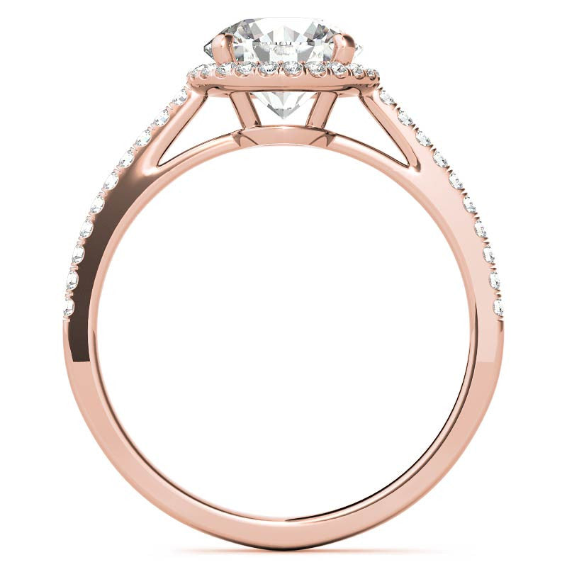 Round Petite Halo Moissanite Engagement Ring