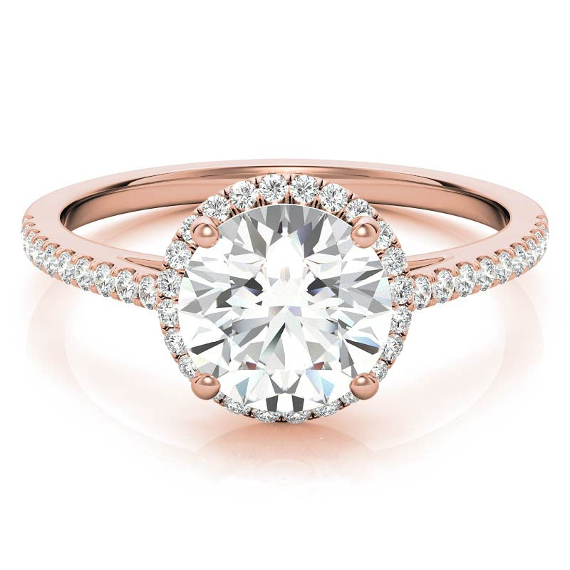 Round Petite Halo Moissanite Engagement Ring