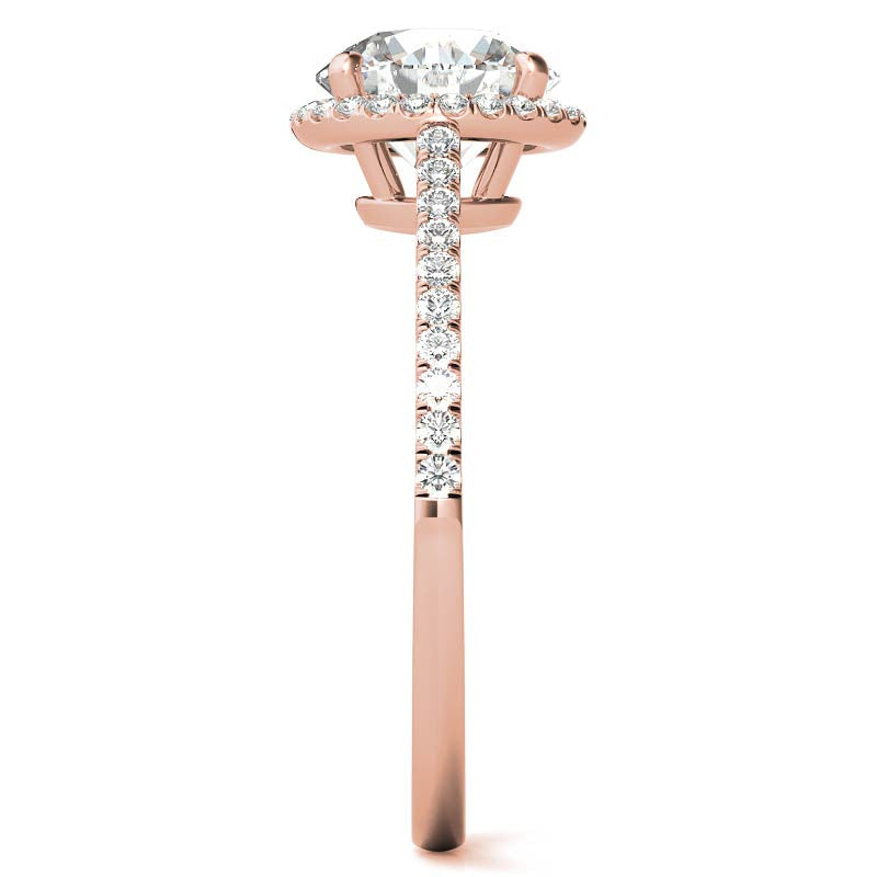 Round Petite Halo Moissanite Engagement Ring