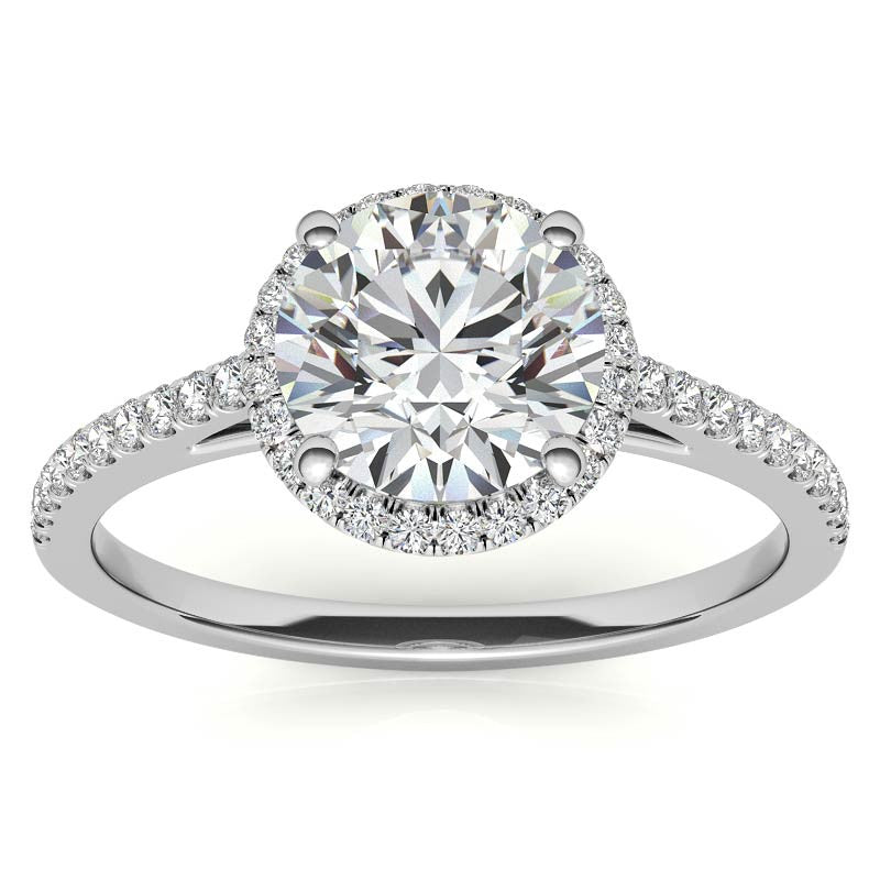 Round Petite Halo Moissanite Engagement Ring