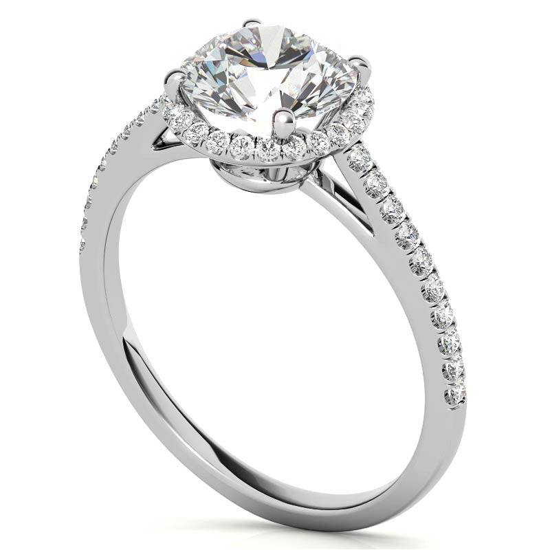 Round Petite Halo Moissanite Engagement Ring